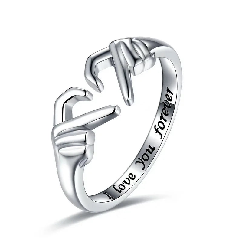 Romantic Heart Hand Hug Ring Jewelry