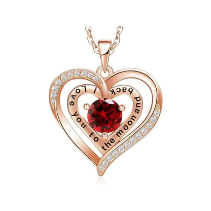 Luxury Red Zircon Pendant Necklaces With Rose Flower Jewelry