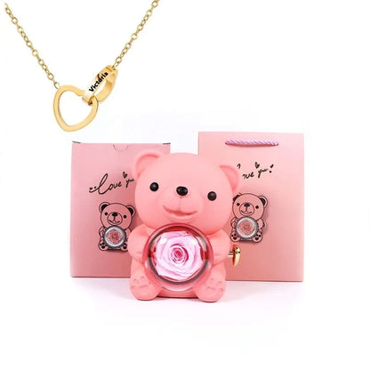 Eternal Rose Teddy Bear Gifts Box Jewelry